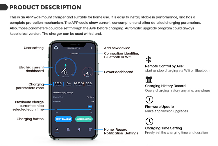 Home Use Wall-mounted EV Charger 