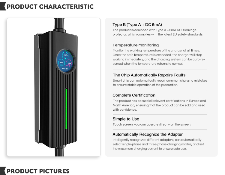 Portable EV Charger with Touch Screen