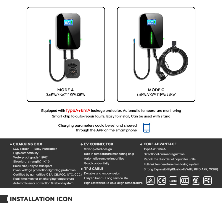 Home Use Wall-mounted EV Charger 